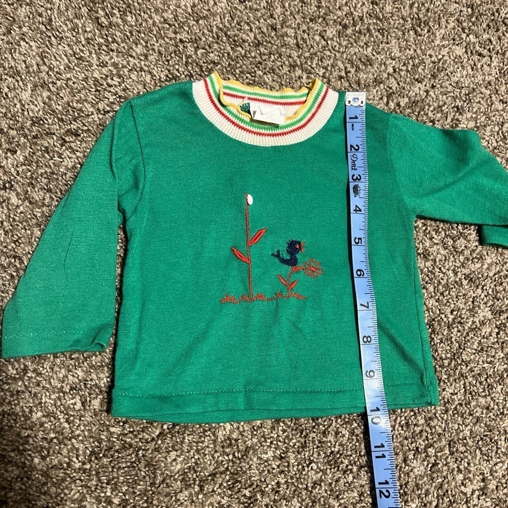 Vtg Green long sleeve embroidered shirt 12M - Picture 4 of 5